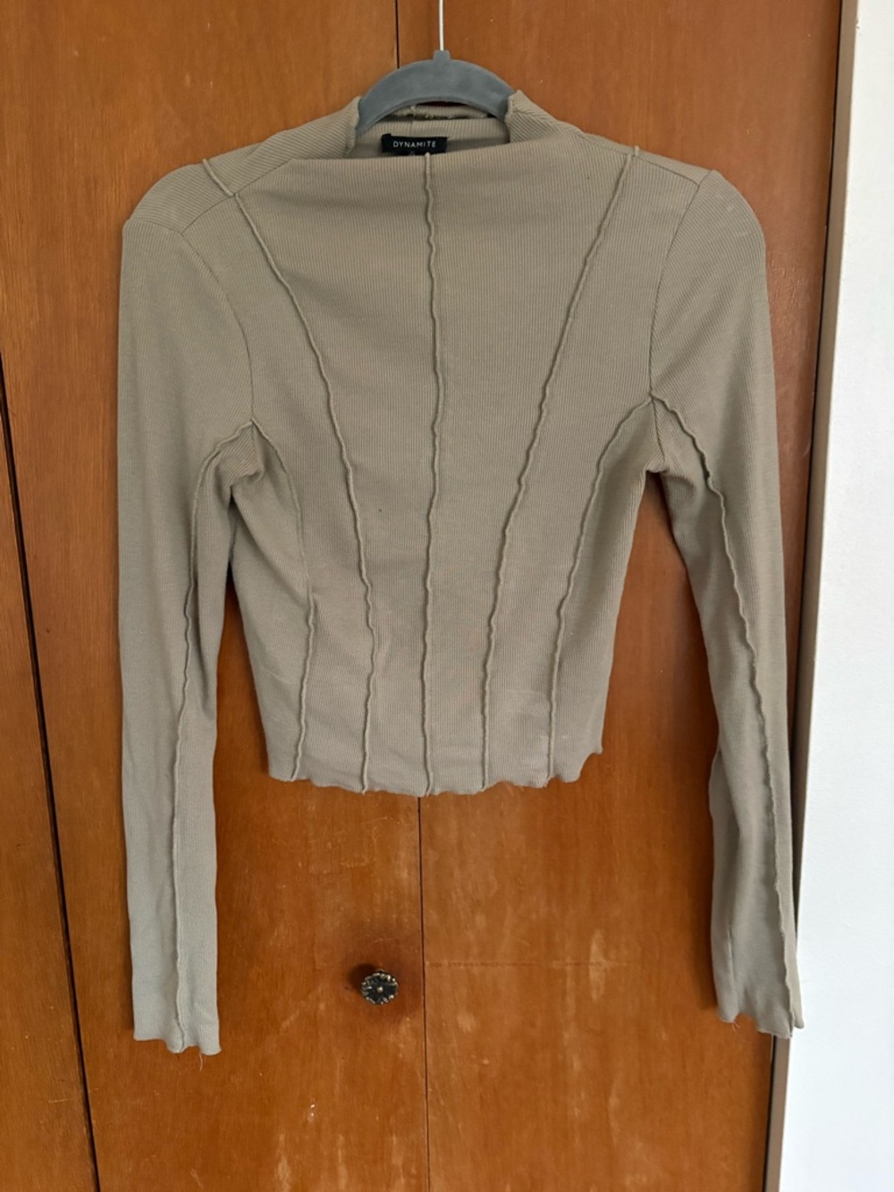 Dynamite Olive Green Long Sleeve Ribbed Top